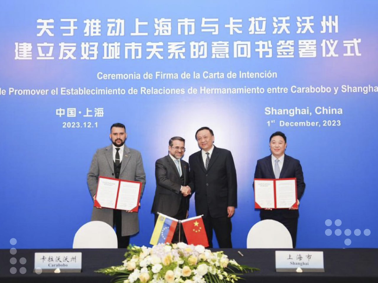 <strong>Formalizan en China convenio de hermanamiento con Carabobo</strong>